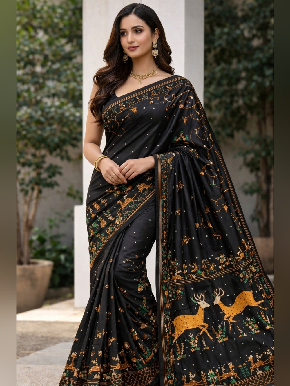 Women Pure Silk Hand Embroidery Saree Handloom Designer Aari Work